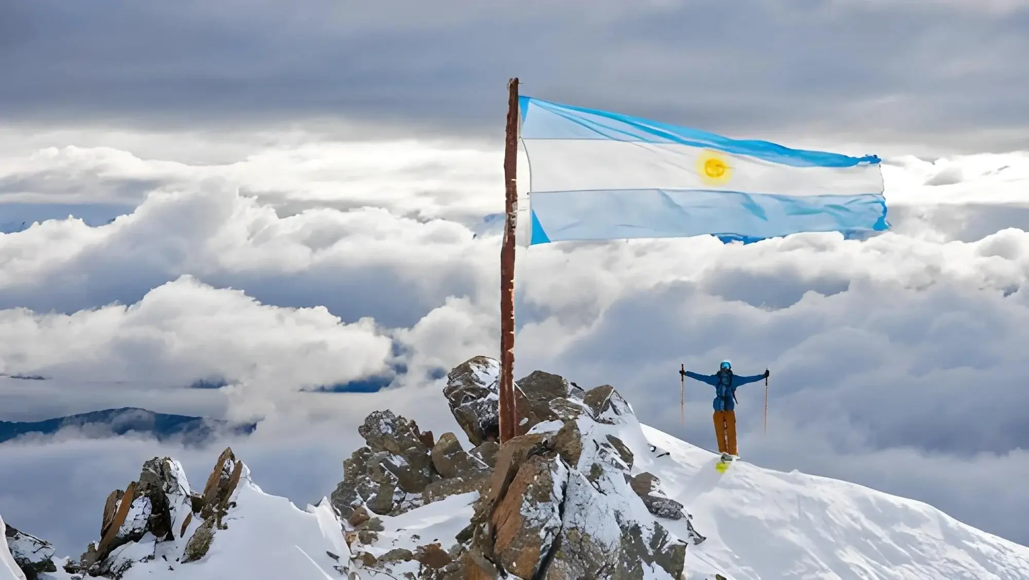 patagonia argentina flag at the summit